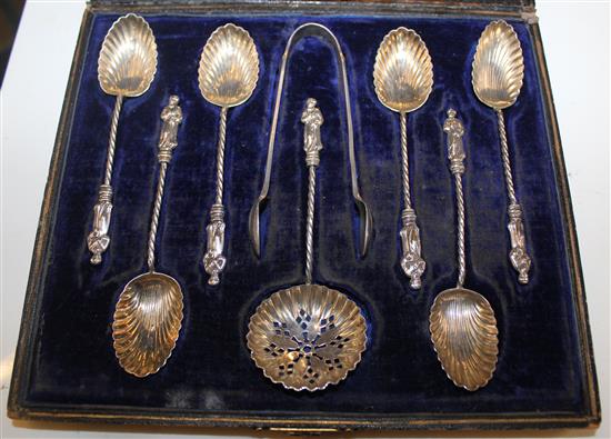 Cased silver apostle spoon set